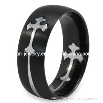 Stainless Steel Cross Cutout Band Ring